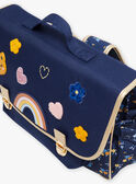 Cartable bleu marine fantaisie en toile GICARETTE / 23H4PF92BES070